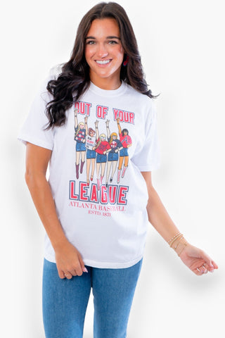 Atlanta Baseball "Out of Your League" Tee-Tops-Poppy & Pine-L. Mae Boutique & Wild Mabel Clothing