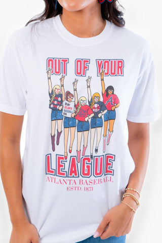 Atlanta Baseball "Out of Your League" Tee-Tops-Poppy & Pine-L. Mae Boutique & Wild Mabel Clothing