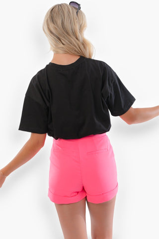 Barbie Girl High Waisted Tailed Hot Pink Shorts-2.7 August Apparel-L. Mae Boutique