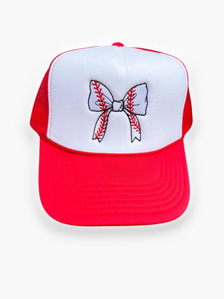 Baseball Bow Red Trucker Hat-Pierce & Pine-L. Mae Boutique