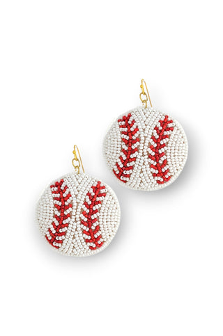 Batter Up Beaded Baseball Earrings-Golden Stella-L. Mae Boutique