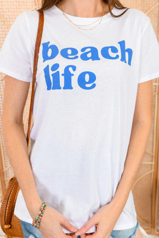 Beach Life Blue & White Graphic Tee-Tres Bien-L. Mae Boutique