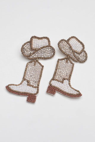 Beaded Cowboy Hat & Boot Earrings-Golden Stella-L. Mae Boutique