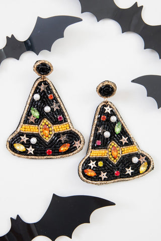 Beaded Witches Hat Halloween Earrings-Jewelry-Golden Stella-L. Mae Boutique & Wild Mabel Clothing