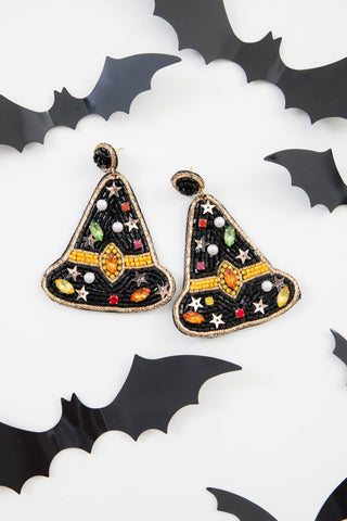 Beaded Witches Hat Halloween Earrings-Jewelry-Golden Stella-L. Mae Boutique & Wild Mabel Clothing