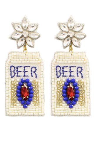 Beer Never Broke My Heart Beaded Earrings-Golden Stella-L. Mae Boutique