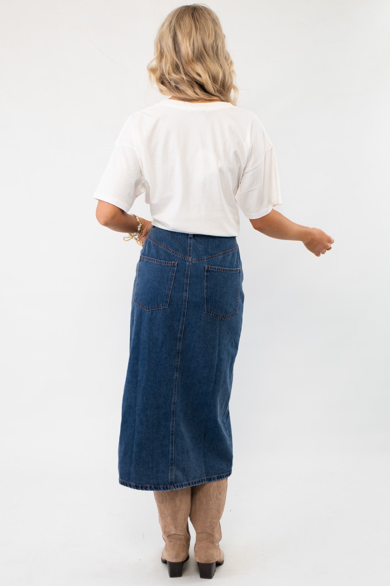 Bethany Dark Wash Button Down Denim Skirt-Bottoms-Heyson-L. Mae Boutique & Wild Mabel Clothing