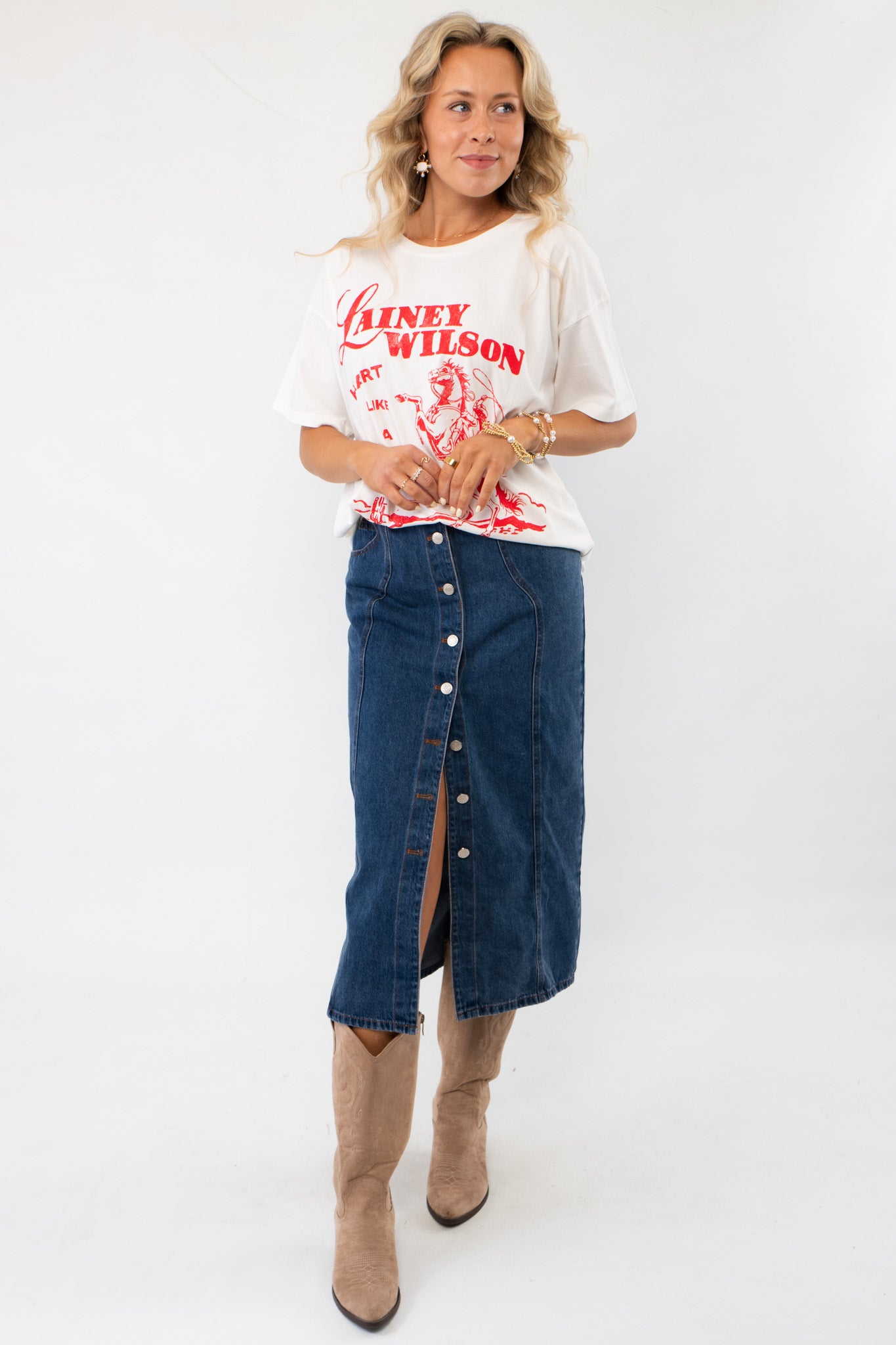 Bethany Dark Wash Button Down Denim Skirt-Bottoms-Heyson-L. Mae Boutique & Wild Mabel Clothing