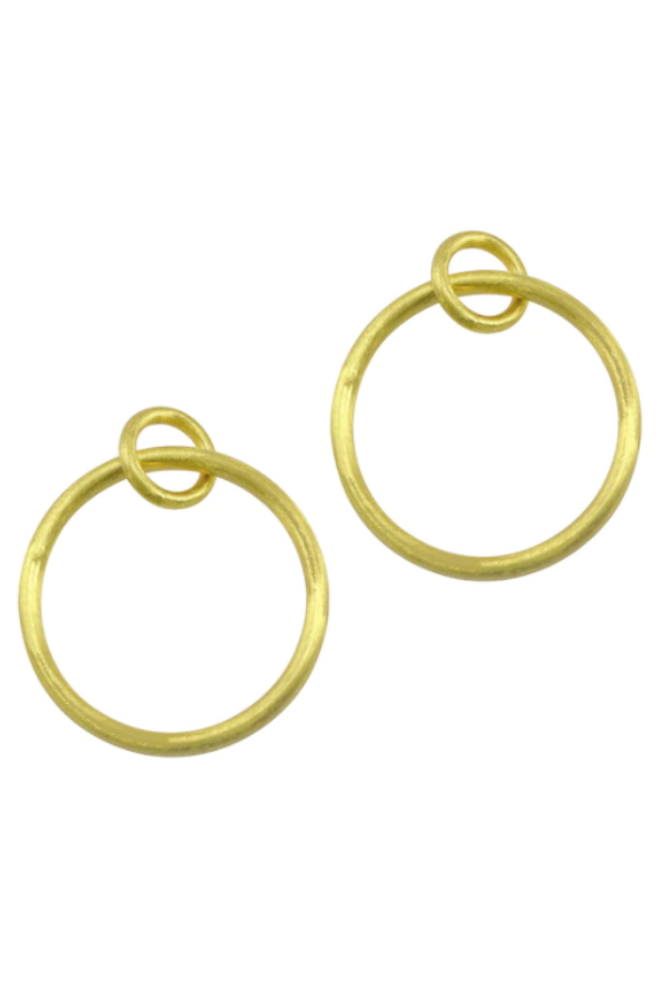 Betty Carre Larissa Gold Link Round Hoops featuring elegant gold-plated circular links. Stylish jewelry perfect for brides and special occasions.