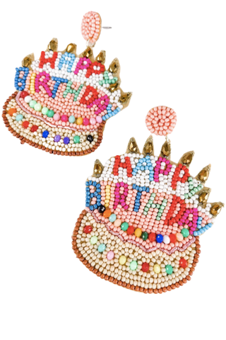 Birthday Cake Beaded Earrings-Golden Stella-L. Mae Boutique