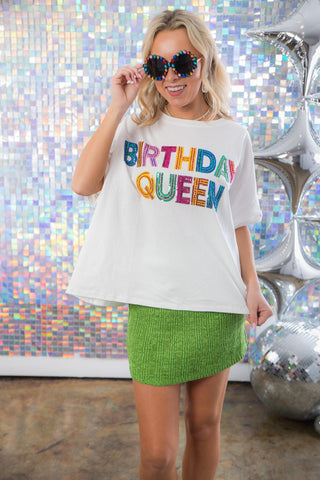Birthday Queen Sequin Oversized Tee-Peach Love California-L. Mae Boutique