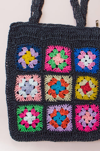 Black Floral Crochet Bag-Fame Accessories-L. Mae Boutique