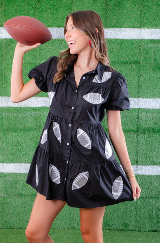 Black Sequin Football Dress-Lula the Label-L. Mae Boutique