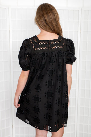 Black Square Neck Embroidered Dress-2.7 August Apparel-L. Mae Boutique