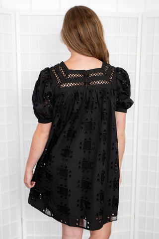 Black Square Neck Embroidered Dress-Dresses-2.7 August Apparel-L. Mae Boutique & Wild Mabel Clothing