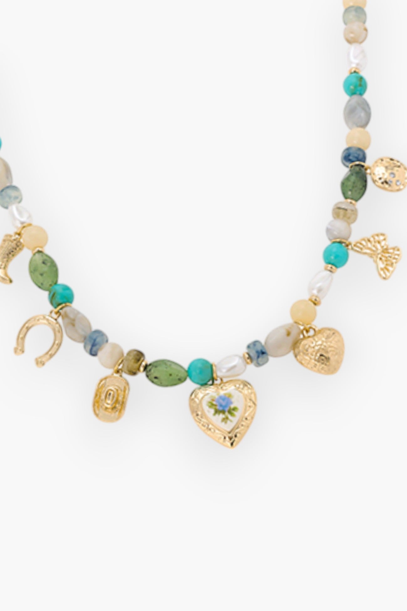 Blue Multi Beaded Charm Necklace-Jewelry-Golden Stella-L. Mae Boutique & Wild Mabel Clothing