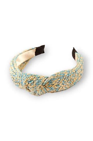 Blue Raffia Woven Knotted Headband-Golden Stella-L. Mae Boutique