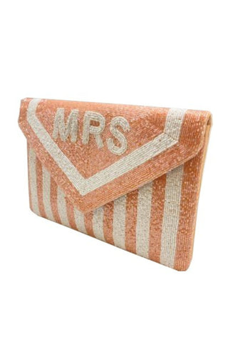 Blush Stripe MRS Beaded Clutch-Bags/Purses-Ole-L. Mae Boutique & Wild Mabel Clothing