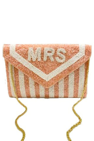 Blush Stripe MRS Beaded Clutch-Ole-L. Mae Boutique