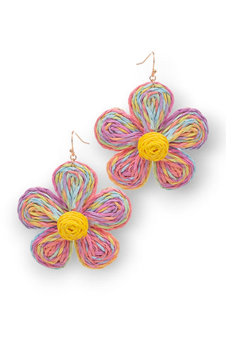 Bohemian Daisy Multi Color Raffia Earrings-Jewelry-Golden Stella-L. Mae Boutique & Wild Mabel Clothing