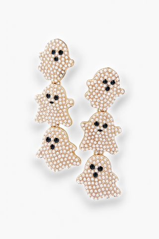 Boo Girl Pearl Studded Ghost Earrings-Jewelry-Lou & Co-L. Mae Boutique & Wild Mabel Clothing