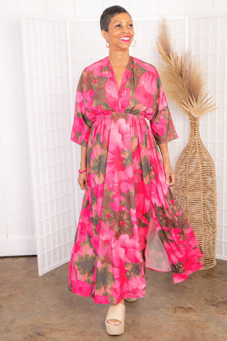 Botanic Visions Pink Floral Maxi Dress-TCEC-L. Mae Boutique