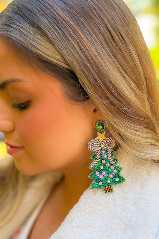 Bow Christmas Tree Earrings-Jewelry-Trend Lab-L. Mae Boutique & Wild Mabel Clothing