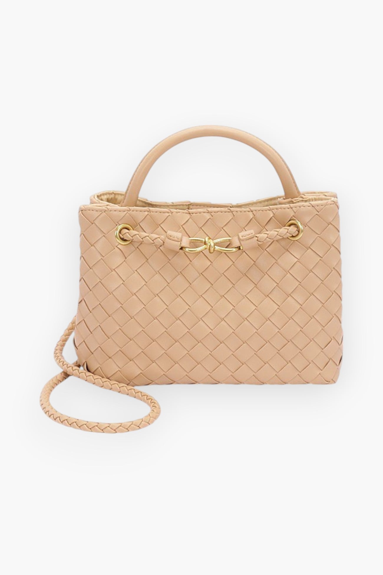 Braided Faux Leather Convertible Tote Bag-Artini Accessories-L. Mae Boutique &amp; Wild Mabel Clothing