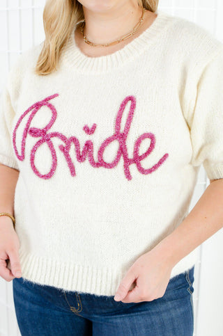 Bride Queen Sparkle Puff Sleeve Sweater-Tops-BiBi-L. Mae Boutique & Wild Mabel Clothing