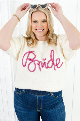 Bride Queen Sparkle Puff Sleeve Sweater-Tops-BiBi-L. Mae Boutique & Wild Mabel Clothing