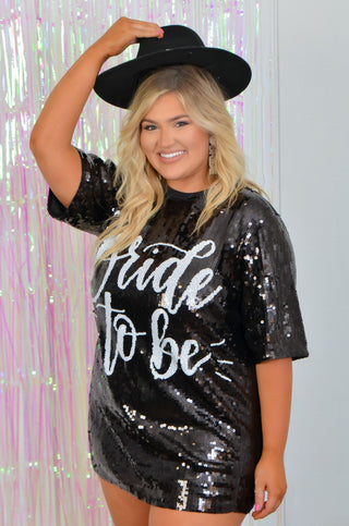 Bride to Be Black Sequin Mini Dress-Dresses-WHY Dress-L. Mae Boutique & Wild Mabel Clothing