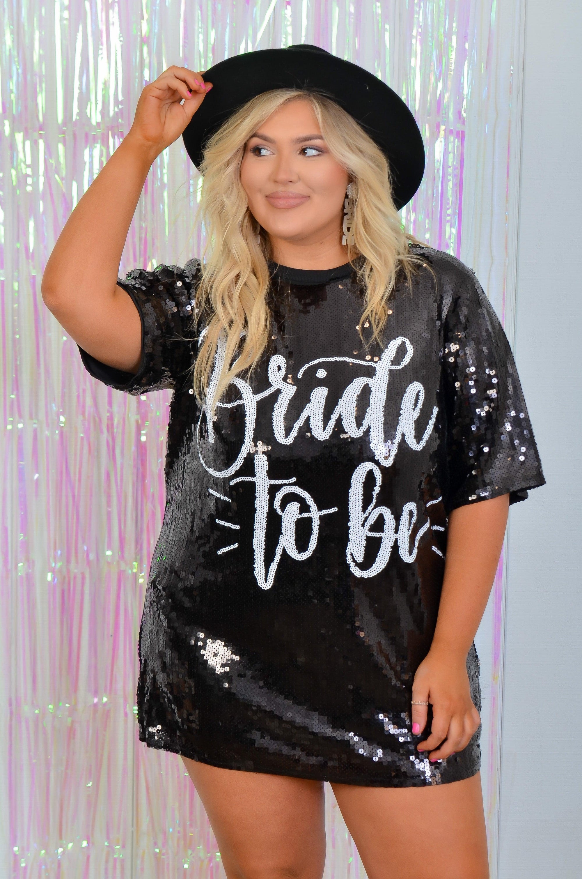 Bride to Be Black Sequin Mini Dress-Dresses-WHY Dress-L. Mae Boutique & Wild Mabel Clothing