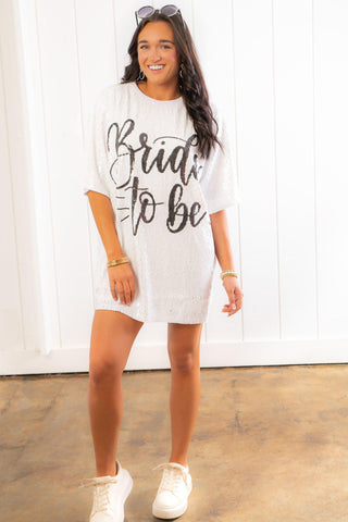 Bride to Be White Sequin Mini Dress-Dresses-WHY Dress-L. Mae Boutique & Wild Mabel Clothing