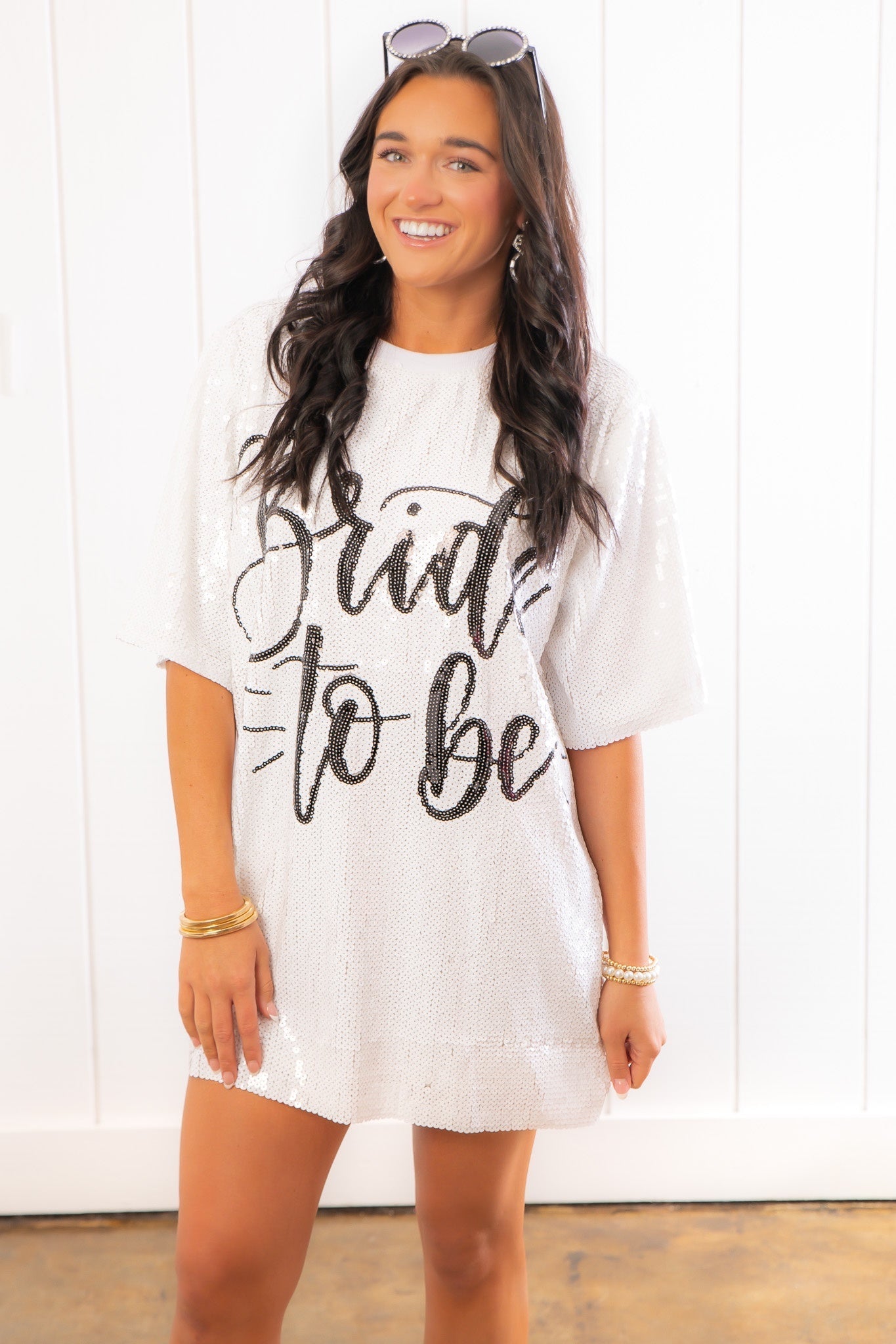 Bride to Be White Sequin Mini Dress-Dresses-WHY Dress-L. Mae Boutique & Wild Mabel Clothing