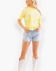Bright Yellow Sequin Star Tee-Tops-Vine & Love-L. Mae Boutique & Wild Mabel Clothing