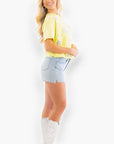 Bright Yellow Sequin Star Tee-Tops-Vine & Love-L. Mae Boutique & Wild Mabel Clothing