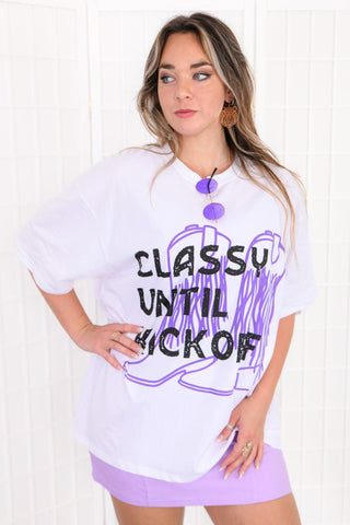 Buddy Love Purple Football Marshall Classy Tee-Tops-Buddy Love-L. Mae Boutique & Wild Mabel Clothing