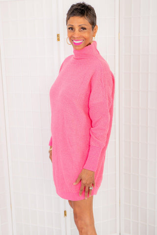 Buddy Love Sunkissed Rose Mara Turtle Neck Sweater Dress-Buddy Love-L. Mae Boutique