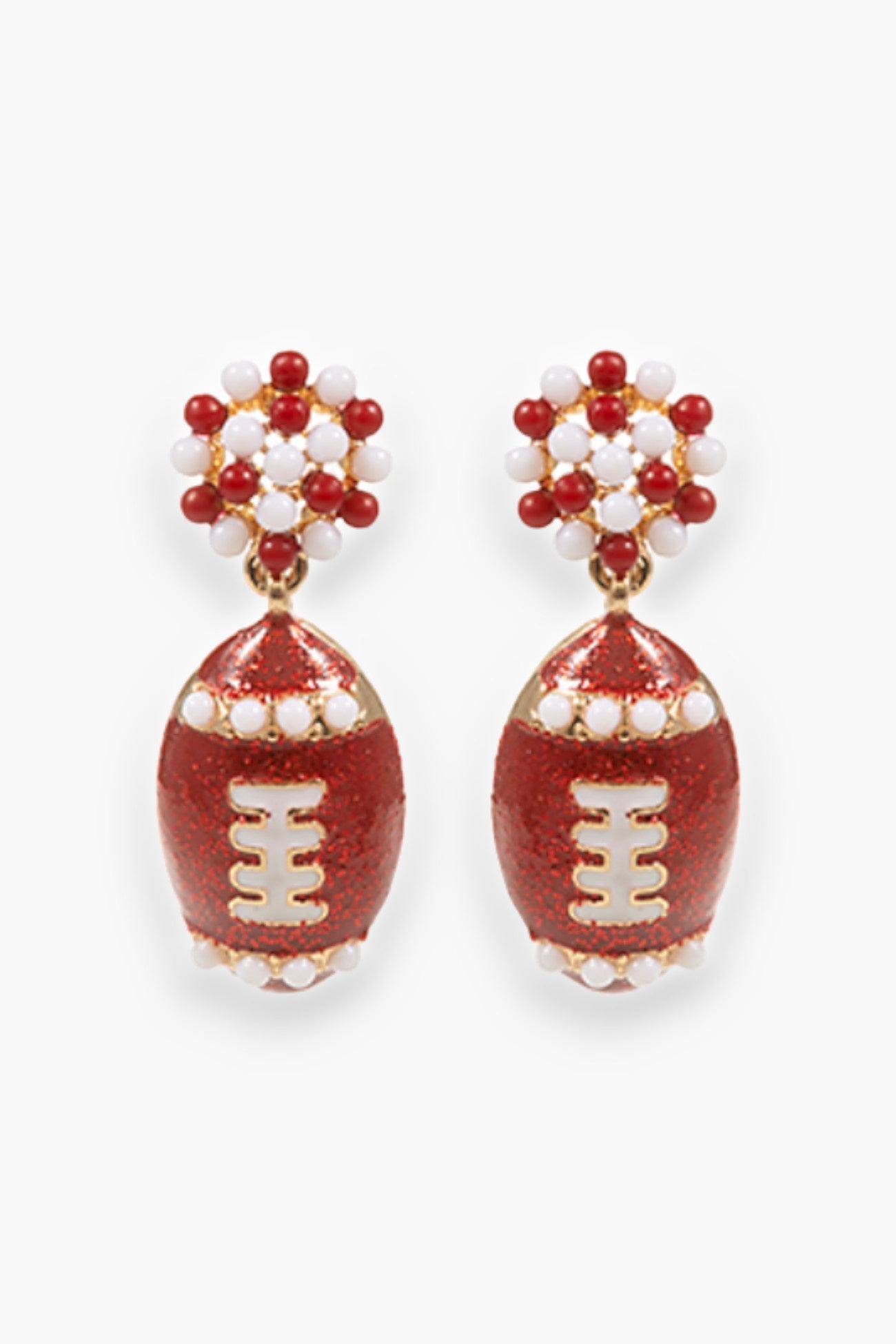 Burgundy & White Petite Football Earrings-Jewelry-Golden Stella-L. Mae Boutique & Wild Mabel Clothing