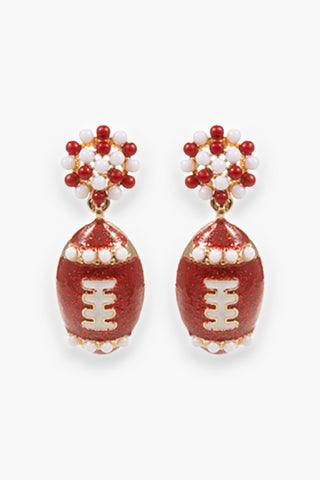 Burgundy & White Petite Football Earrings-Jewelry-Golden Stella-L. Mae Boutique & Wild Mabel Clothing