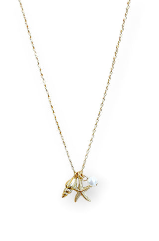 By The Shore Gold Shell Pearl Necklace-Jewelry-Luxe Group-L. Mae Boutique & Wild Mabel Clothing