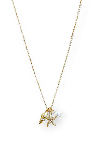 By The Shore Gold Shell Pearl Necklace-Luxe Group-L. Mae Boutique