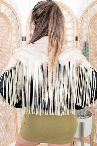 Callie Faux Leather Fringe Moto Jacket-In The Beginning-L. Mae Boutique