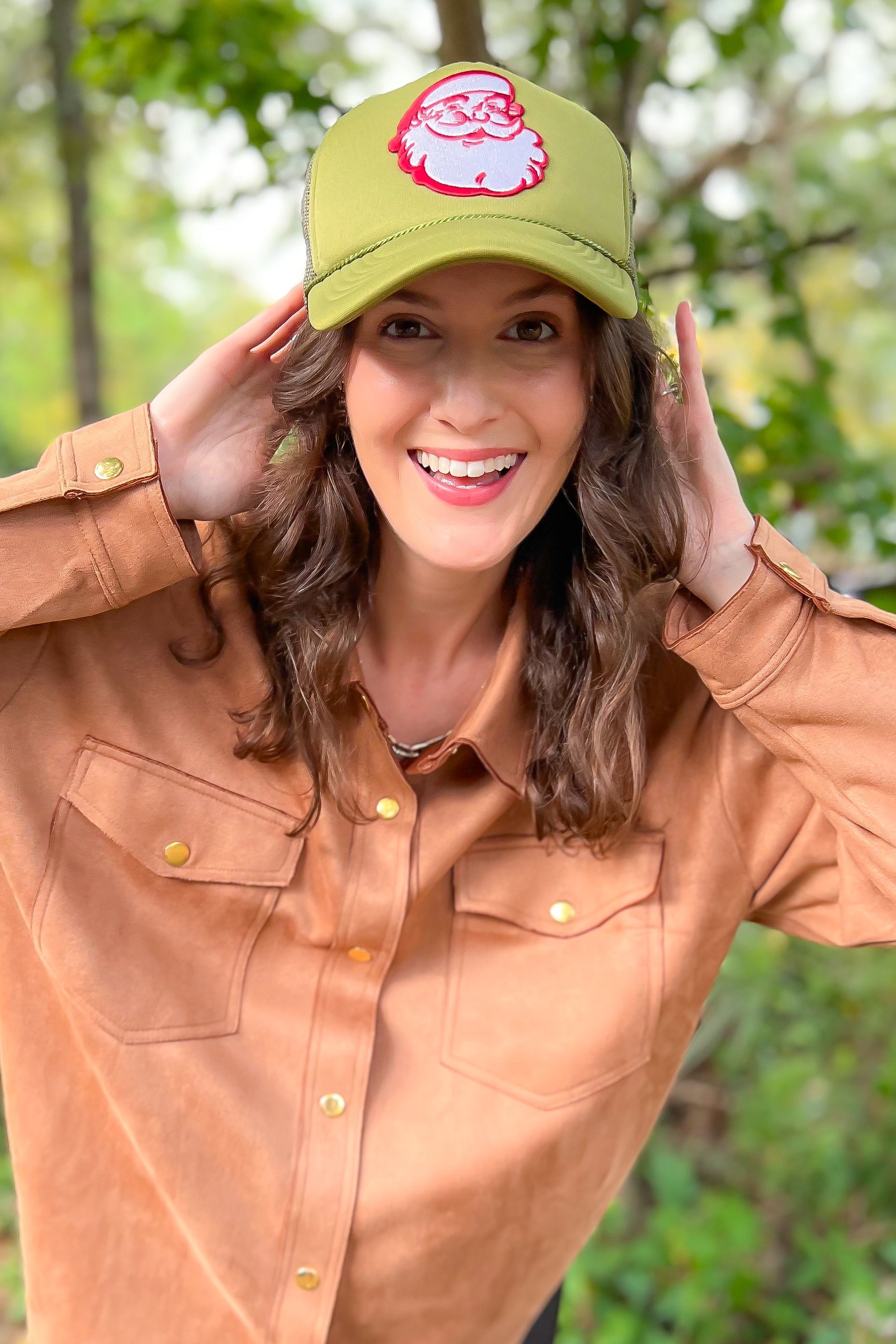 Camel Faux Suede Button Up Shacket-Tops-Hyfve-L. Mae Boutique &amp; Wild Mabel Clothing