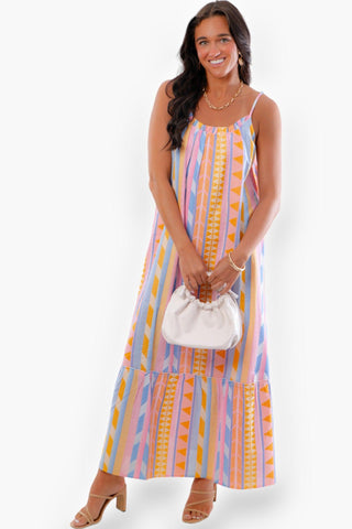 Camille Boho Rainbow Aztec Pattern Tank Maxi Dress-Dresses-En Creme-L. Mae Boutique & Wild Mabel Clothing