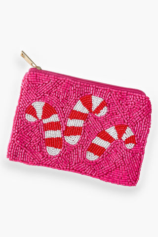 Candy Cane Pink Beaded Coin Pouch-Accessories-Pannee-L. Mae Boutique & Wild Mabel Clothing