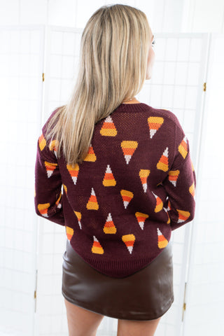 Candy Corn Lover Brown Sweater-Tops-Staccato-L. Mae Boutique & Wild Mabel Clothing