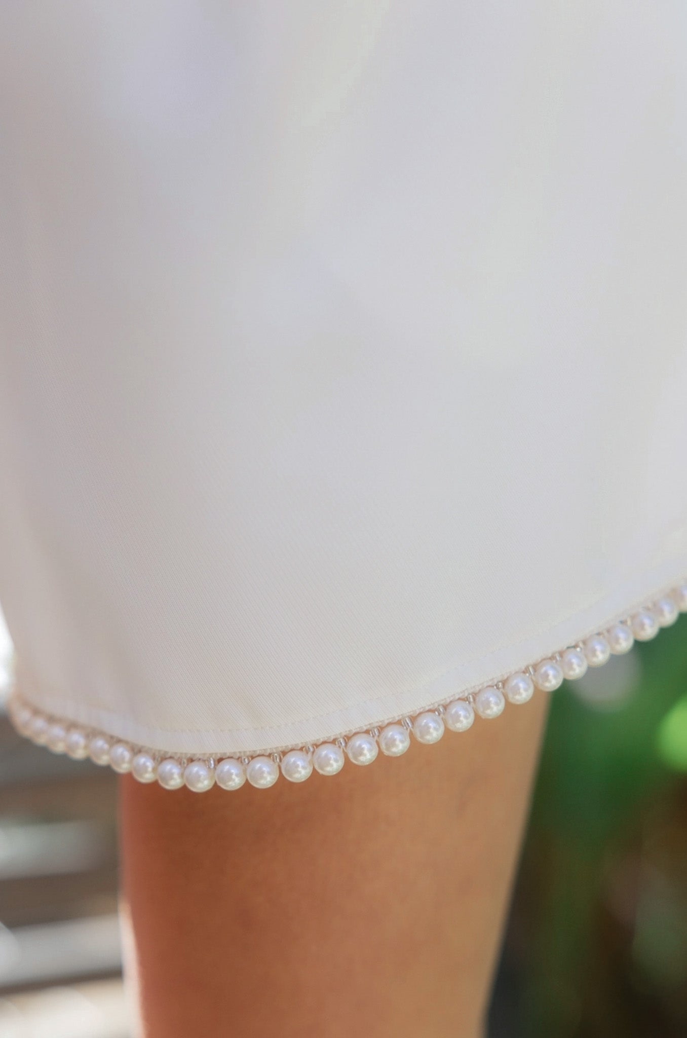 Carolina White Pleated Pearl Trim Dress Shorts-Bottoms-Voy-L. Mae Boutique & Wild Mabel Clothing