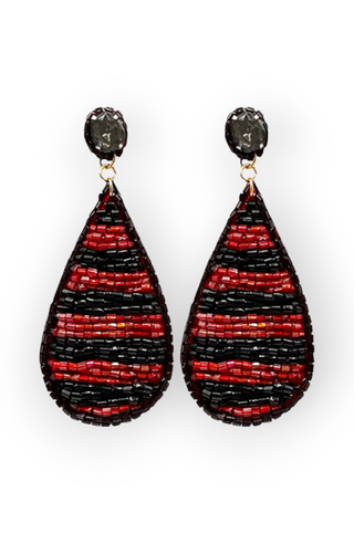 Cheering Garnet & Black Stripe Earrings-Jewelry-Golden Stella-L. Mae Boutique & Wild Mabel Clothing