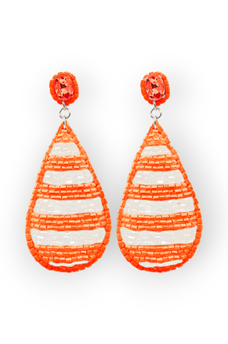Cheering Orange & White Stripe Earrings-Golden Stella-L. Mae Boutique